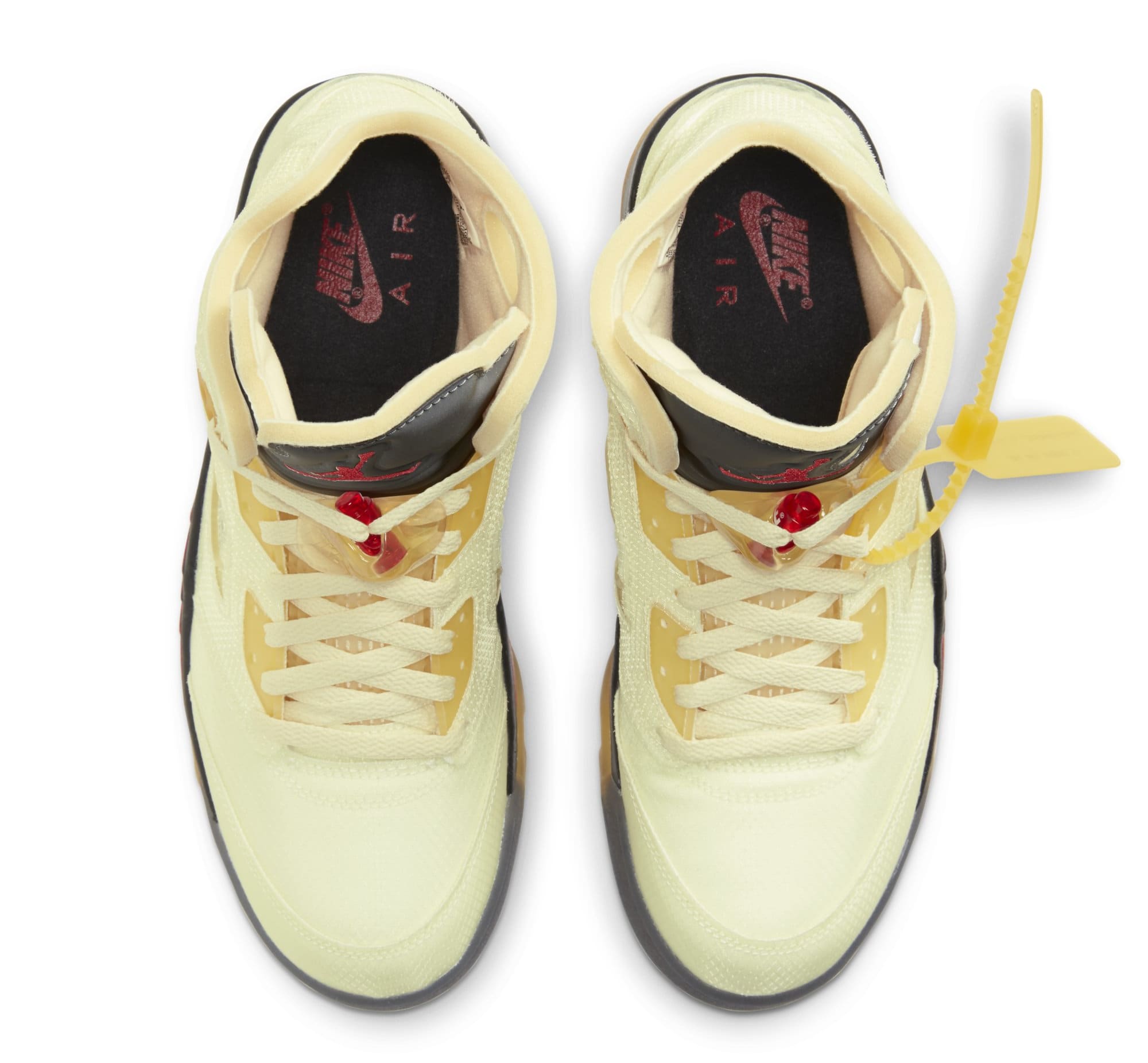 Off-White x Air Jordan 5 'Sail/Fire Red/Muslin/Black' (Top)