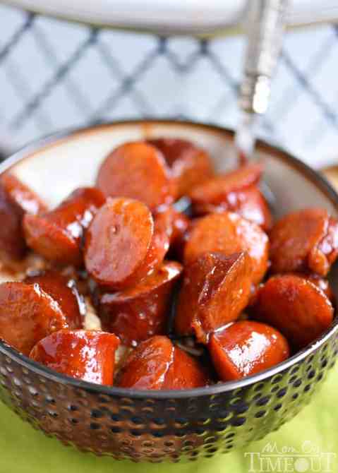 slow cooker kielbasa bites rice bowl1 17 Easy Holiday Appetizers You Can Make In A Slow Cooker