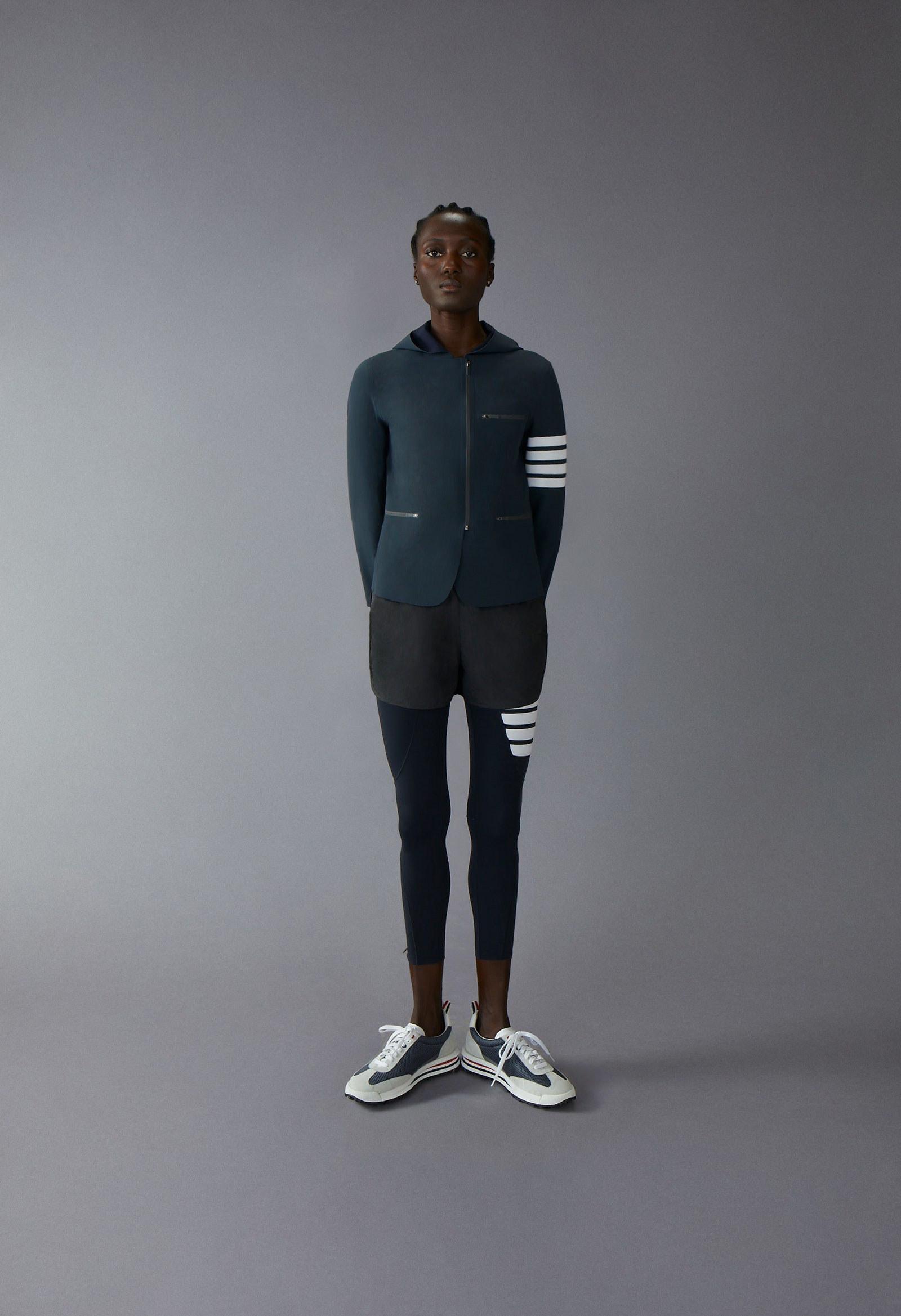 Thom Browne's compression running kit for women